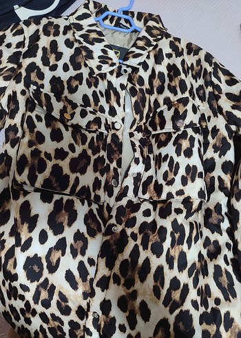 Leopar Desenli Kahverengi Kadın Midi Ceket - Görsel 4