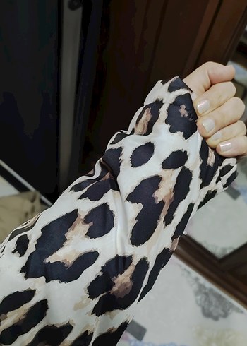 Leopar Desenli Kahverengi Kadın Midi Ceket - Görsel 2