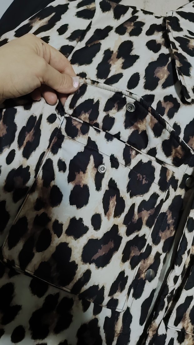 Leopar Desenli Kahverengi Kadın Midi Ceket - Görsel 5