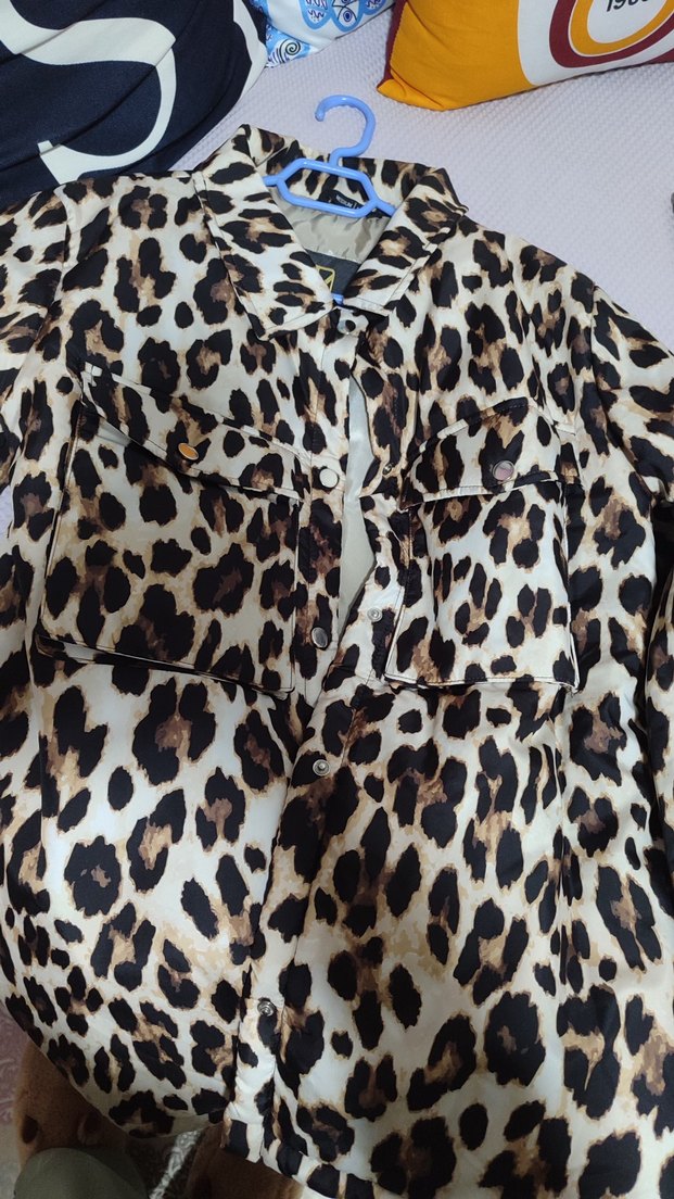 Leopar Desenli Kahverengi Kadın Midi Ceket - Görsel 4