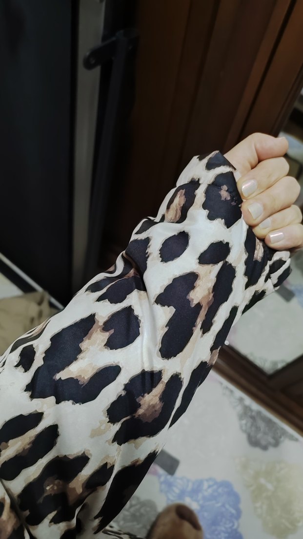 Leopar Desenli Kahverengi Kadın Midi Ceket - Görsel 2