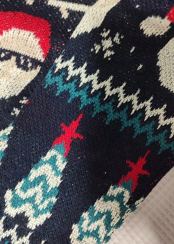 Renkli noel Desenli Yün Hırka - Görsel 2