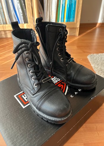 Harley-Davidson Siyah Deri Biker Bot - Görsel 2