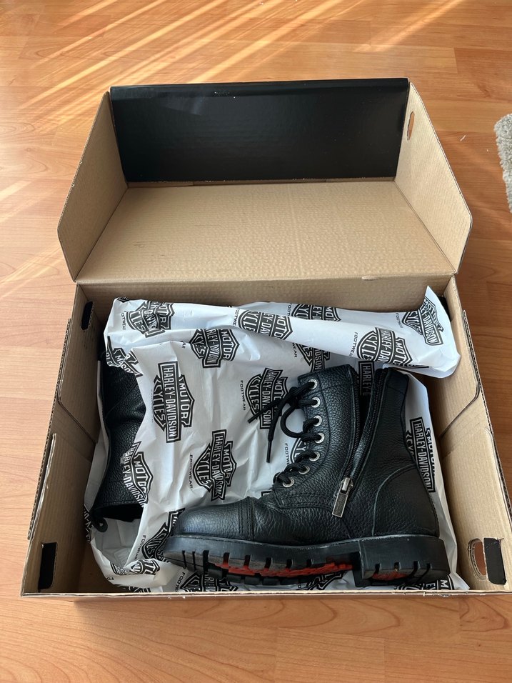 Harley-Davidson Siyah Deri Biker Bot - Görsel 3