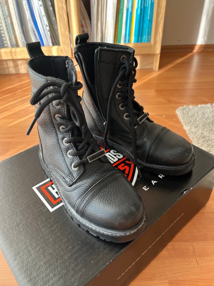 Harley-Davidson Siyah Deri Biker Bot - Görsel 2