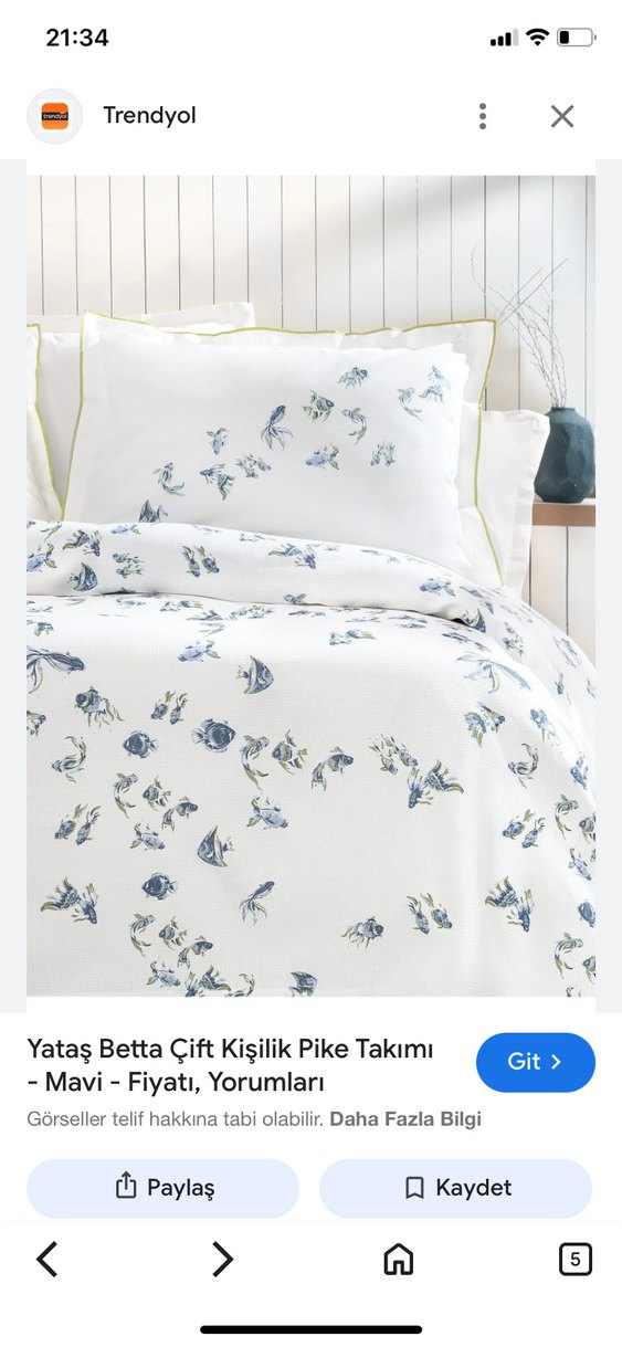 Yataş Betta Mavi Çiçek Desenli  pike Takımı - Görsel 3