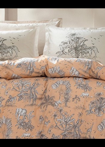 Bej ve Gri Desenli Nevresim Takımı - Görsel 2