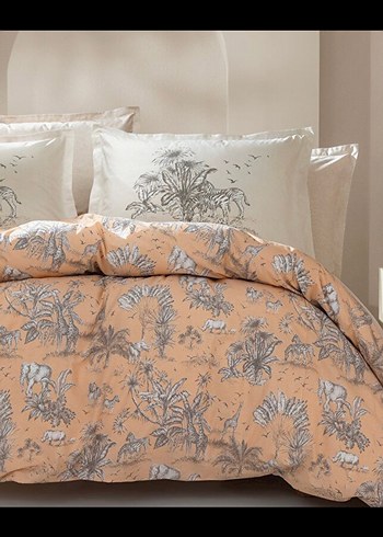 Bej ve Gri Desenli Nevresim Takımı - Görsel 3