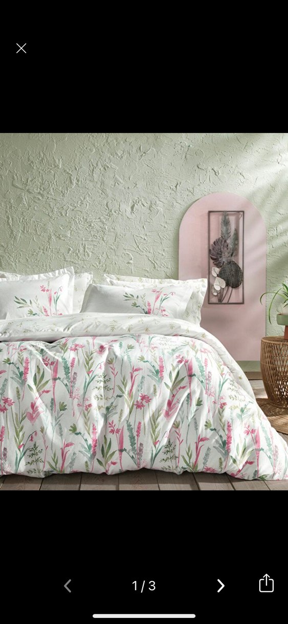 Beyaz Pastel Çiçek Desenli Nevresim Takımı - Görsel 3