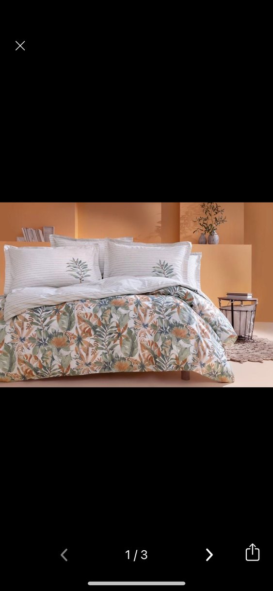 Çiçek Desenli Beyaz Nevresim ve Çarşaf Takımı - Görsel 2