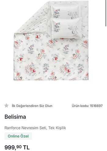 Yataş Çiçek Desenli Beyaz Nevresim Takımı