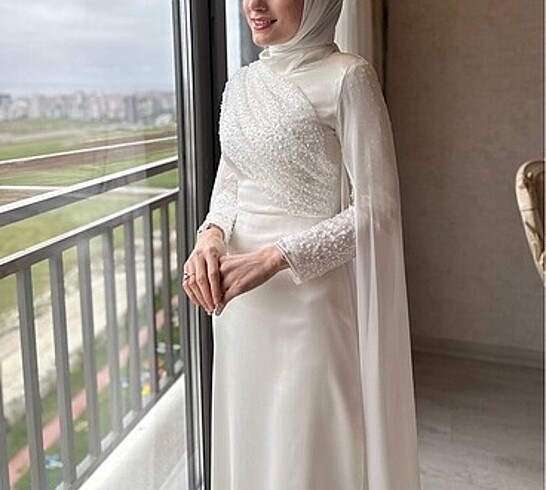 36 Beden beyaz Renk Elif Şimal İsteme/Nişan/Evden Çıkış Elbisesi