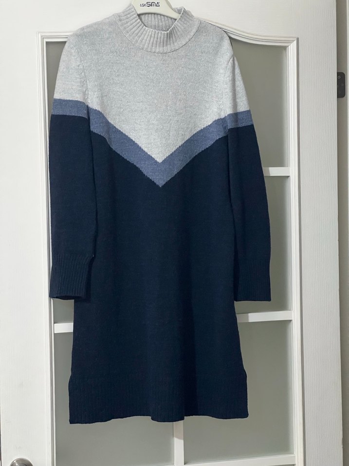 Yün Örme Gri Yüksek Yaka Kadın Kazak - Görsel 2