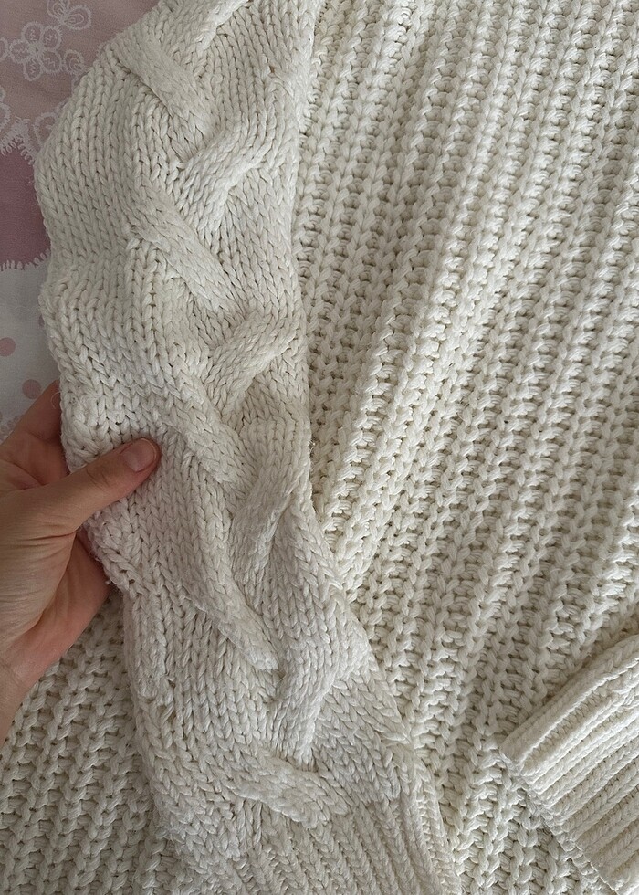 Kırık beyaz uzun kazak - Görsel 3