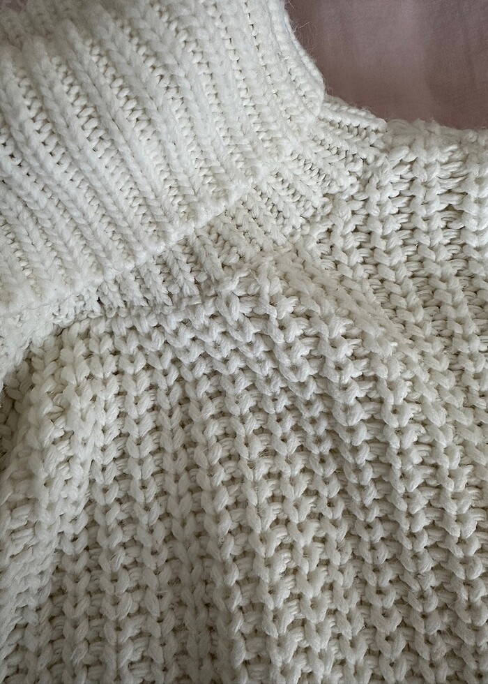 Kırık beyaz uzun kazak - Görsel 4