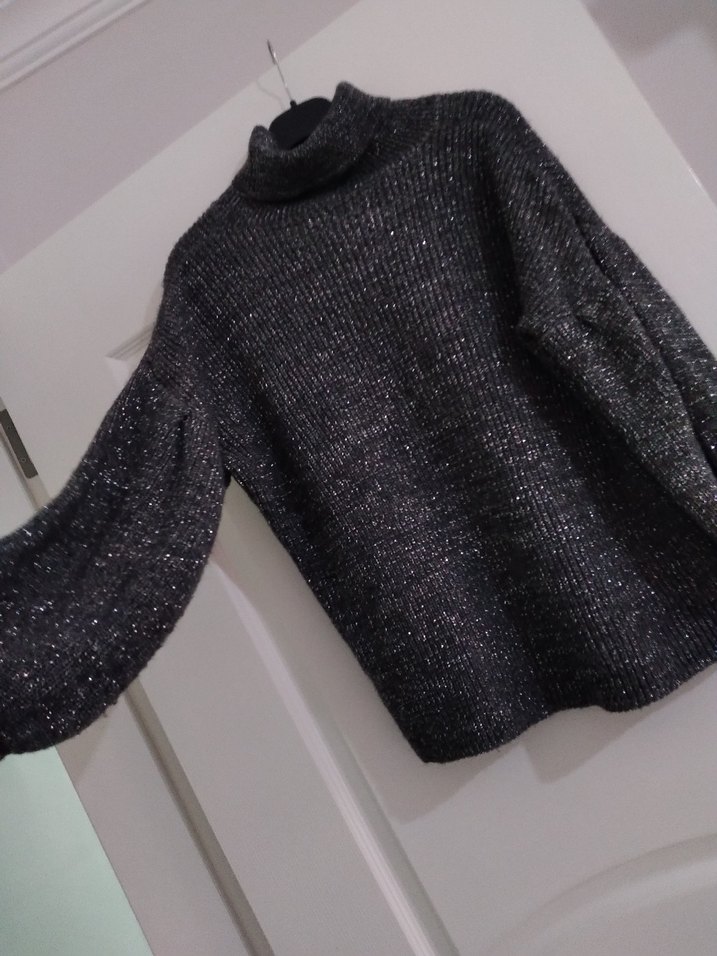 Gri Balıkçı Yaka Örgü Kadın Kazak - Görsel 4