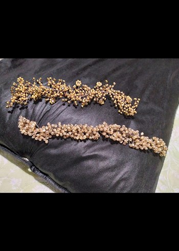 Parlak Altın Boncuklu Bohem Saç Aksesuarı - Görsel 2