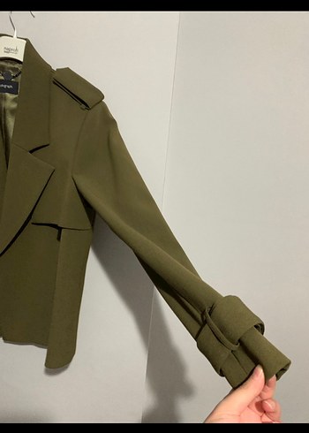 Zara Kadın Haki Midi Trençkot Düğmeli