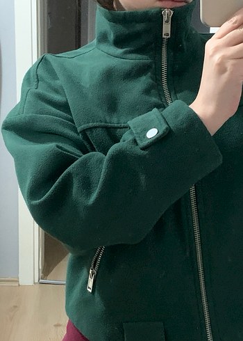 Yeşil Fermuarlı Kadın Ceket - Görsel 6