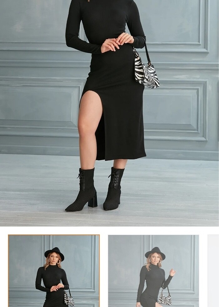 Yırtmaçlı elbise - Görsel 3