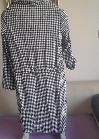 s Beden gri Renk Gri Kareli Pamuklu Tunik elbise