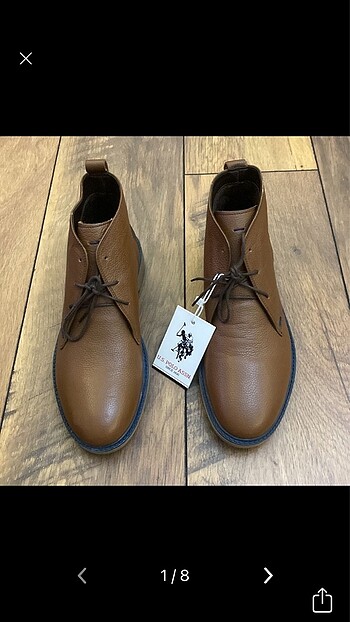US POLO ASSN ORJİNAL DERİ BOT ETİKETLİ
