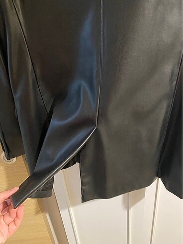 l Beden siyah Renk Deri ceket blazer
