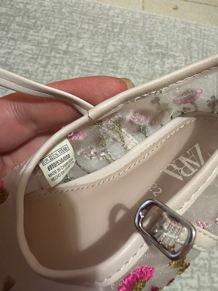 Zara Nakışlı Pembe Dantel Detaylı Kız Babet - Görsel 3