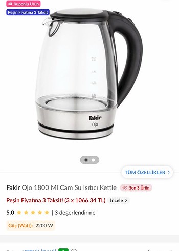 Fakir Ojo Mavi Cam Su Isıtıcı - Görsel 5