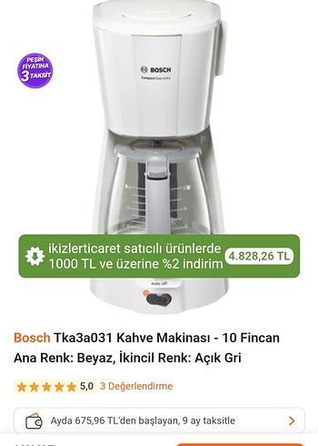 Beyaz Bosch Kahve Makinesi - Görsel 2