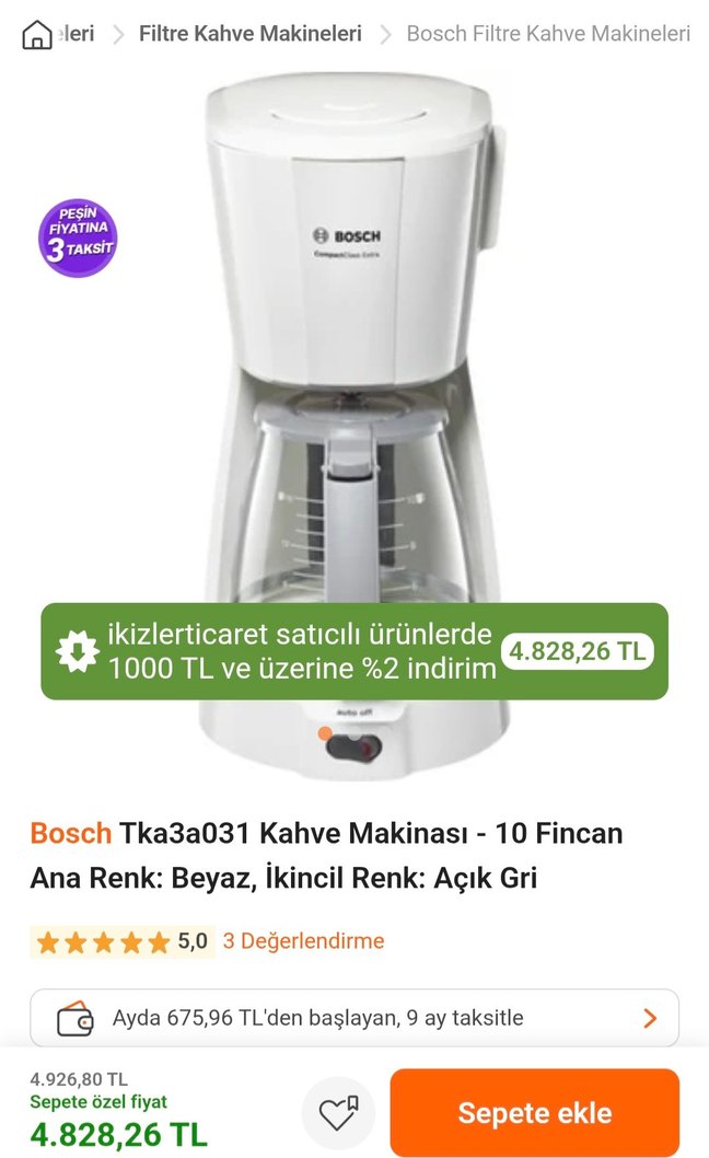 Beyaz Bosch Kahve Makinesi - Görsel 2