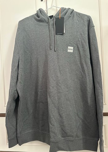 Hugo Boss Boss Gri Melanj Kapusonlu Sweatshirt