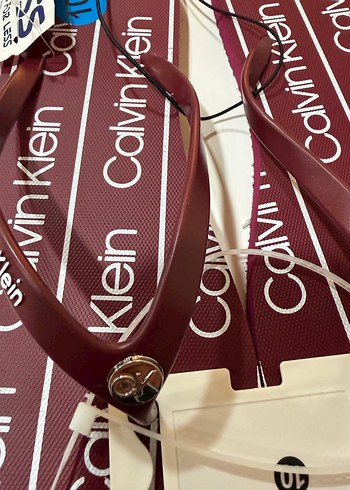 Bordo Calvin Klein bayan  Terlik - Görsel 8