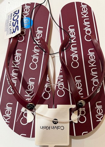 Bordo Calvin Klein bayan  Terlik - Görsel 4