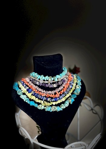 Renkli Uzun Boncuklu Bohem Kadın Kolyesi - Görsel 2