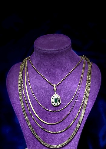 Altın Mini İşlemeli Payetli Kalp Kolye - Görsel 3