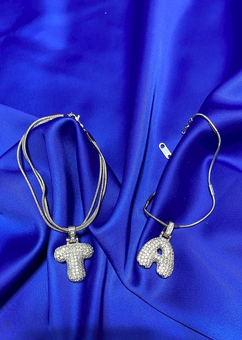 Payetli A Harfli Midi Kadın Kolye - Görsel 5