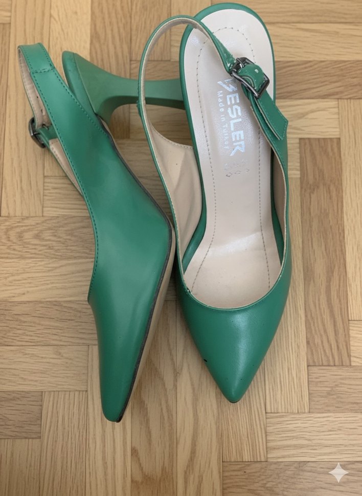 Yeşil Tokalı İnce Topuklu Kadın Ayakkabı - Görsel 4