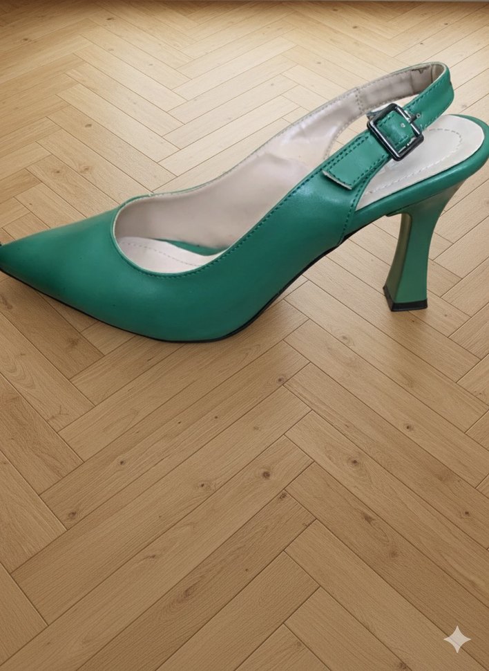 Yeşil Tokalı İnce Topuklu Kadın Ayakkabı - Görsel 5