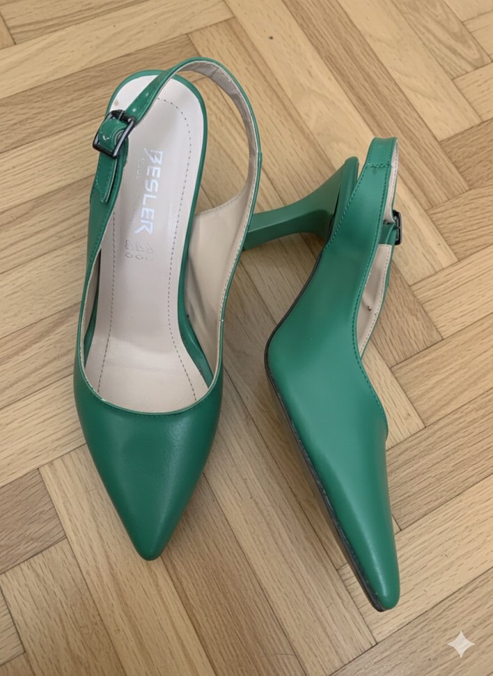 Yeşil Tokalı İnce Topuklu Kadın Ayakkabı - Görsel 3