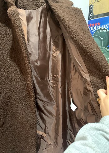 Kahverengi Kürklü Kadın Midi Kaban - Görsel 6