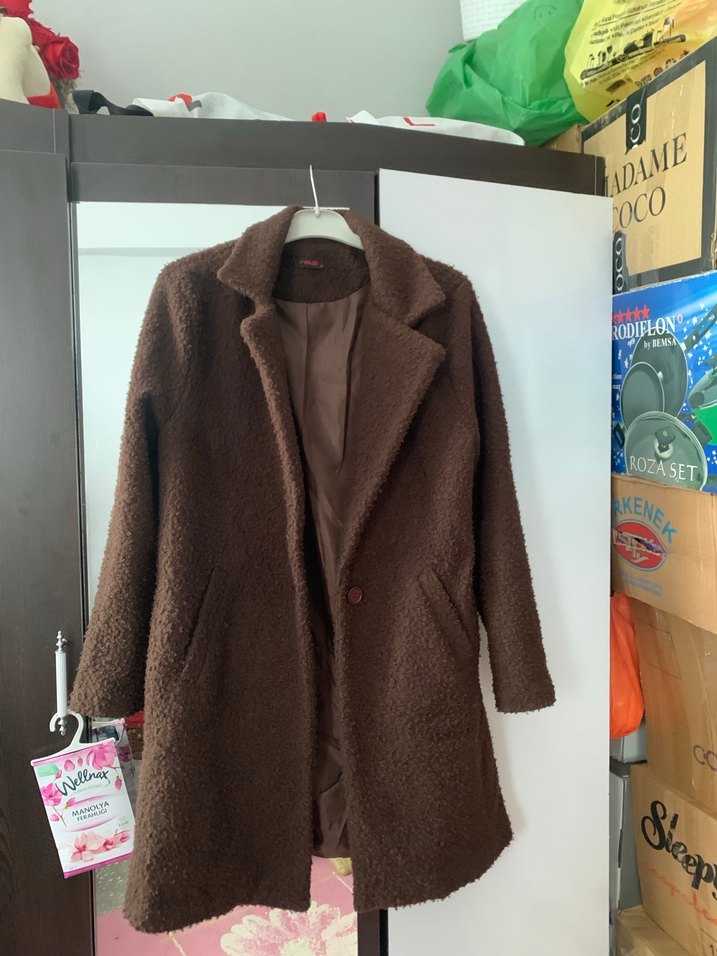 Kahverengi Kürklü Kadın Midi Kaban - Görsel 2