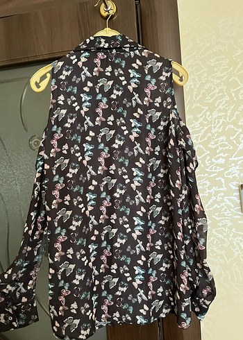 Bağlamalı Desenli Kahverengi Kolsuz Bluz Gömlek - Görsel 2