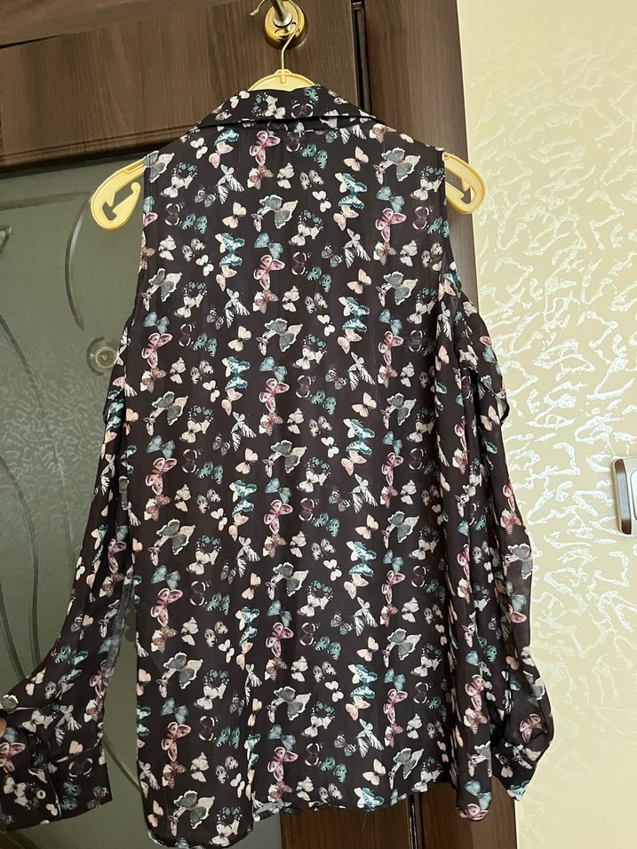 Bağlamalı Desenli Kahverengi Kolsuz Bluz Gömlek - Görsel 2