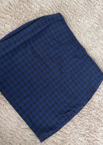 Mavi Kareli Midi Mini Etek - Görsel 2