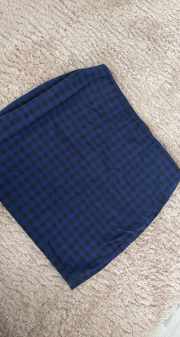 Mavi Kareli Midi Mini Etek - Görsel 2