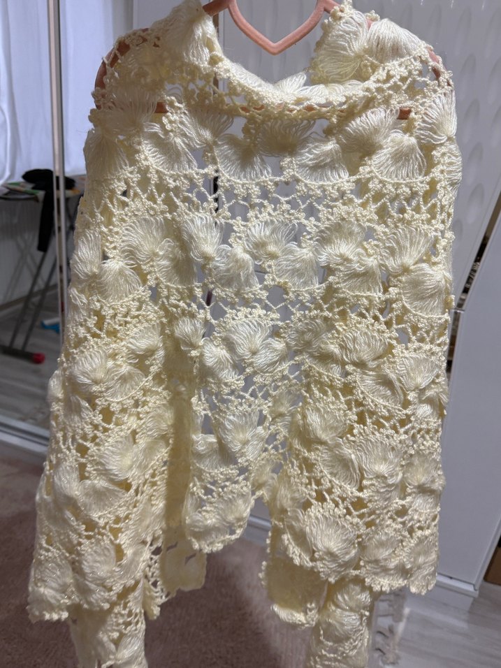 Beyaz Dantel Detaylı Bohem Kadın Şal - Görsel 2