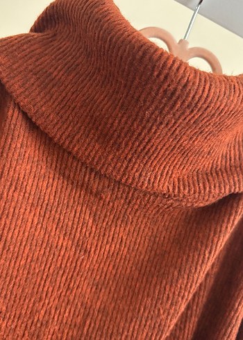 Kahverengi Balıkçı Yaka Örgü Kadın Kazak - Görsel 2