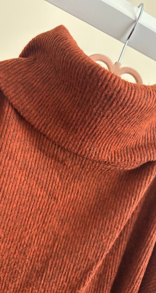 Kahverengi Balıkçı Yaka Örgü Kadın Kazak - Görsel 2