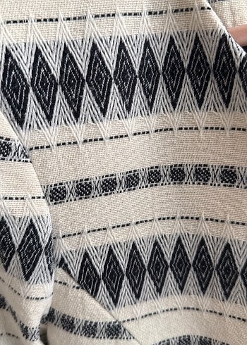 Bohem Etnik Desenli Triko Midi Ceket - Görsel 3